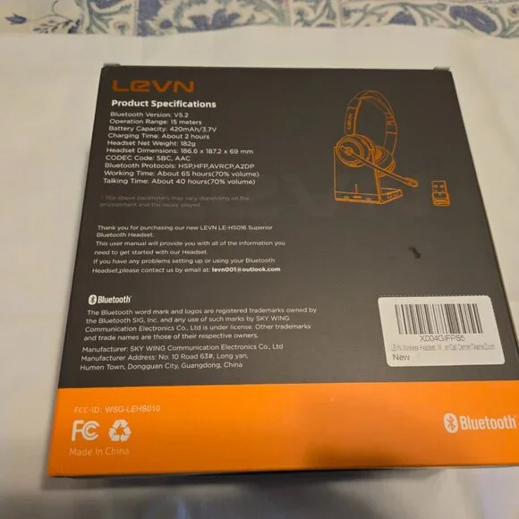 LEVN Wireless Headset, Wireless Headset with Mic for Work, AI Noise Cancelling, - Picture 2 of 7